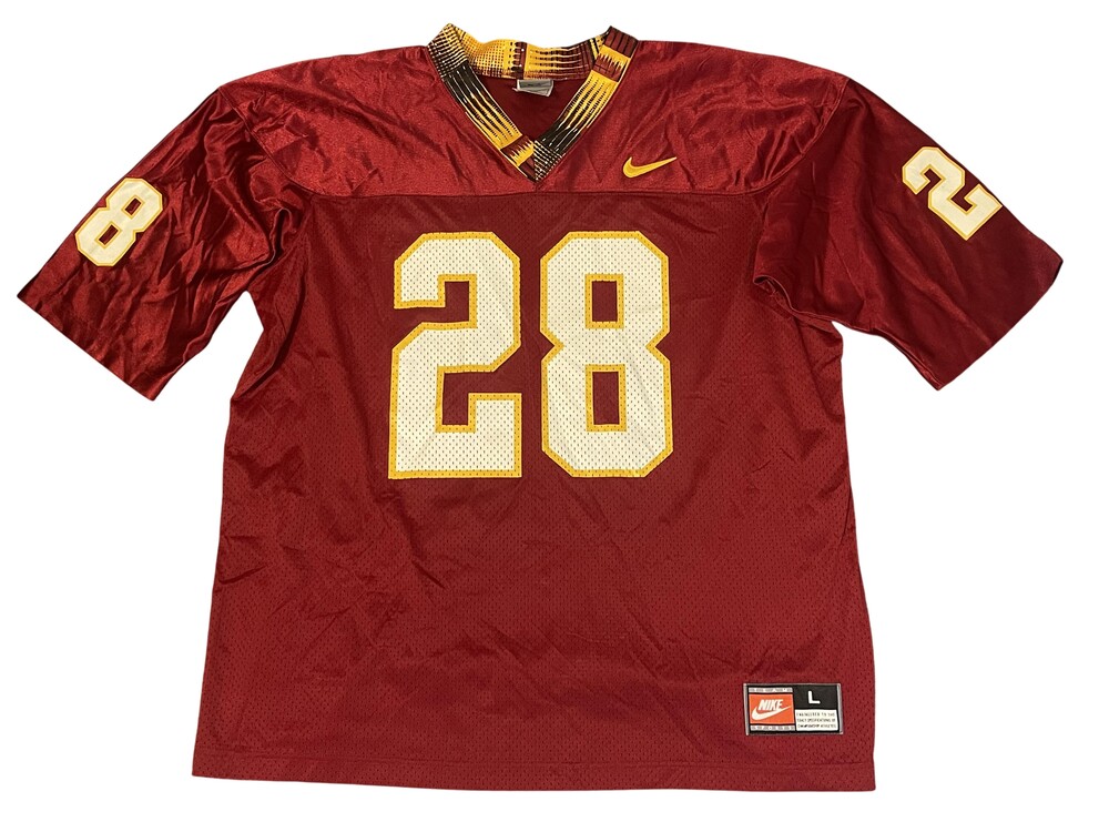 Nike Team Sports Football Jersey Mens Large Red 28 Mesh V-Neck Graphic USA